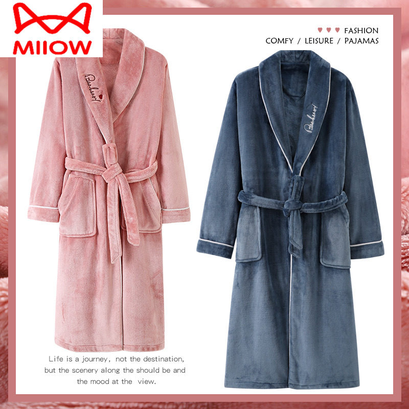 猫人情侣睡衣男士睡袍秋冬珊瑚绒加厚加绒保暖浴袍女冬季长款,女士内衣/男士内衣/家居服,睡袍/浴袍,淘宝优惠券,粉丝福利购,淘宝优惠卷
