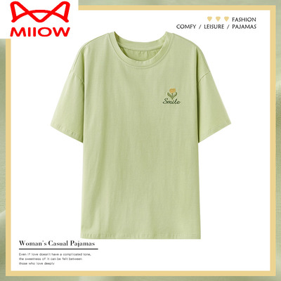 春夏季上衣纯棉女士睡衣猫人