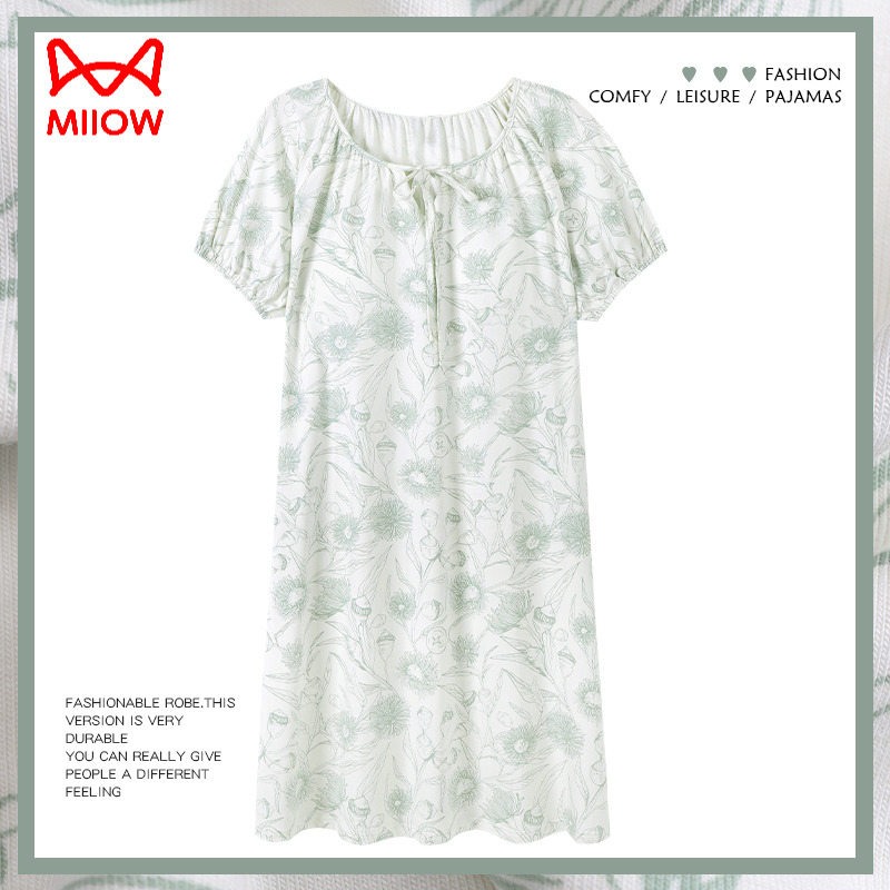 猫人女士纯棉睡裙夏季家居服