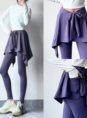 大码胖mm运动瑜伽裤女士健身跑步速干瑜伽服高级感羽毛球网球裙裤