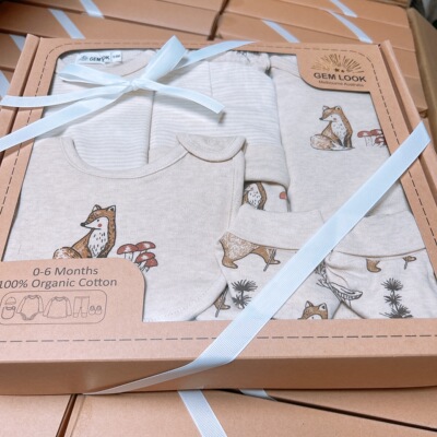 出口男女婴儿衣服礼盒六件套新生儿中性满月礼物母婴用品高档纯棉