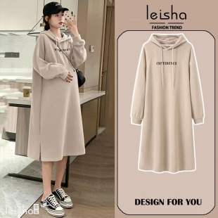 秋冬加绒加厚连帽卫衣裙子 慵懒显瘦大码 孕妇装 连衣裙2025春秋款