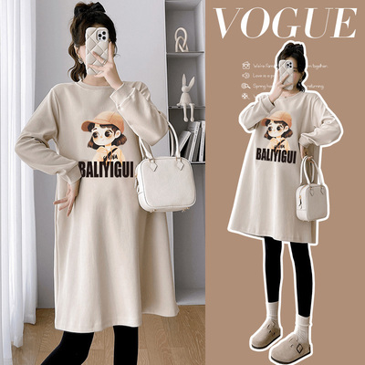 孕妇秋冬装加绒2025新款时尚洋气慵懒小个子卫衣连衣裙遮肚子上衣