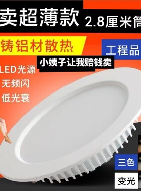 超薄led筒灯嵌入式开孔2.5寸3.5寸4寸6寸8寸天花灯家用客厅商用灯