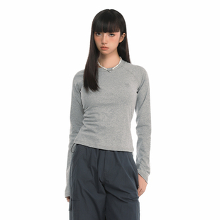 T恤纯色基础插肩袖 King 显瘦长袖 复古修身 百搭打底上衣 Prince美式