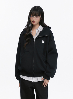 King Prince高领开衫空气层卫衣连帽上衣男女秋冬加厚情侣装外套