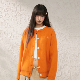 多巴胺短外套开衫 女春季 Prince慵懒学院风刺绣毛衣针织开衫 King