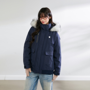 保暖上衣外套 派克羽绒服女毛领连帽白鸭绒冬季 King Prince工装