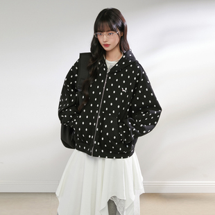 外套女秋款 卫衣休闲百搭开衫 Prince韩系波点满印连帽短款 King