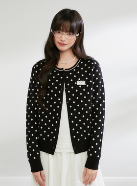 King Prince春季新款软糯短款波点针织衫开衫慵懒风宽松毛衣外套