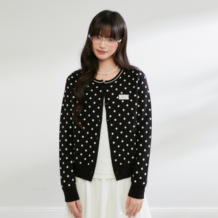 King Prince春季新款软糯短款波点针织衫开衫慵懒风宽松毛衣外套