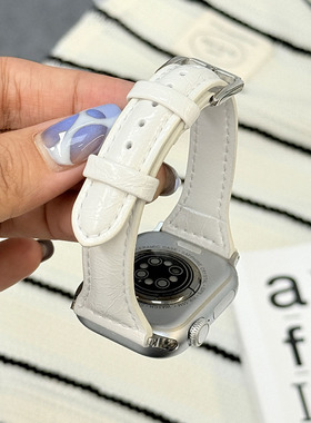 适用Apple苹果s11新款表带s109876543se时尚秋冬皮质女生腕带表带