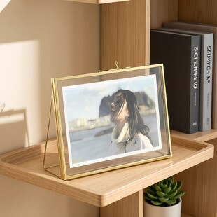 玻璃金属边框相框摆台6寸7寸8寸10寸5照片玻璃框相册展示框a4画框