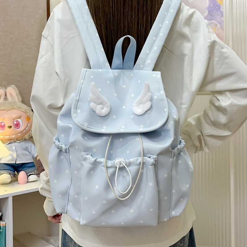波点双肩包女旅游轻便高颜值背包女士2026新款夏季学生大容量书包