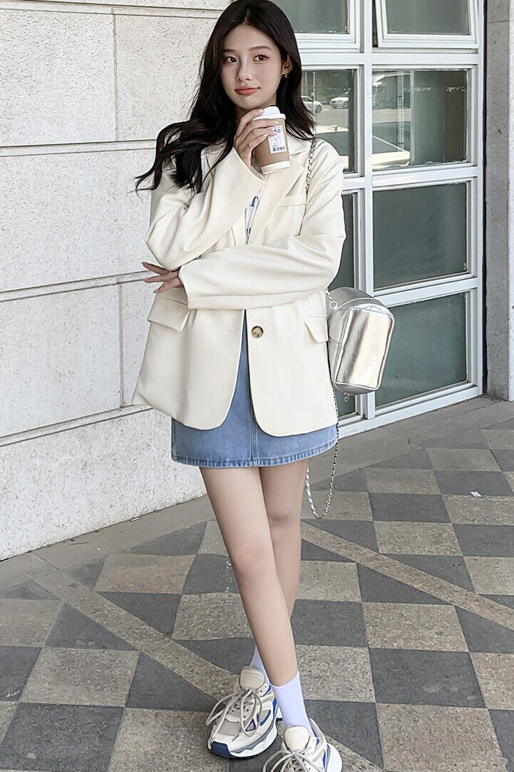 高级感炸街白色西装外套女春秋2025年新款小个子爆款oversize西服,女装西装,2C187