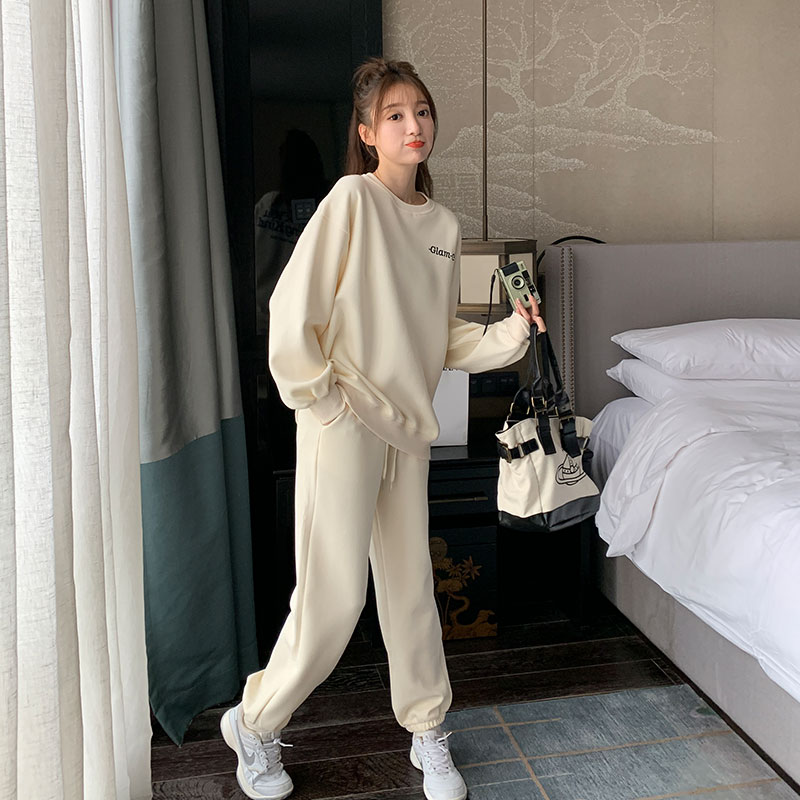 韩版时尚休闲圆领卫衣套装女2025春秋季新款宽松显瘦阔腿裤两件套,女装套装/套裙,2C187