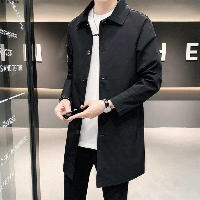 风衣男中长款春秋季痞帅气日系宽松韩版英伦商务休闲上衣男装外套
