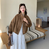 26春新款麂皮绒格子拼接短款外套2B233-9821-P145238，女装短外套，2B233