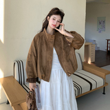 26春新款麂皮绒格子拼接短款外套2B233-9821-P145238，女装短外套，2B233
