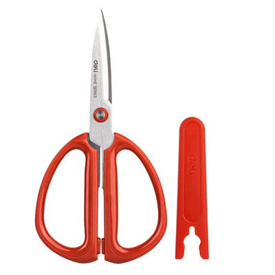 得力不锈钢家用安全带保护套剪刀