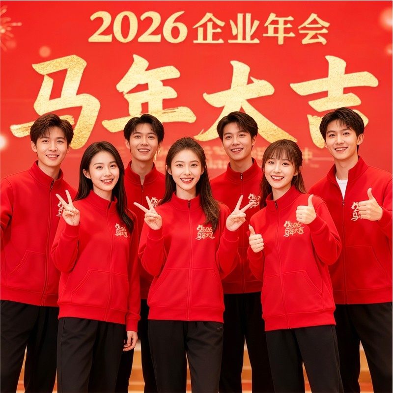 年会立领卫衣定制红色外套印图2026马年元旦文化衫开门红演出服装,男装,卫衣,淘宝优惠券,粉丝福利购,淘宝优惠卷