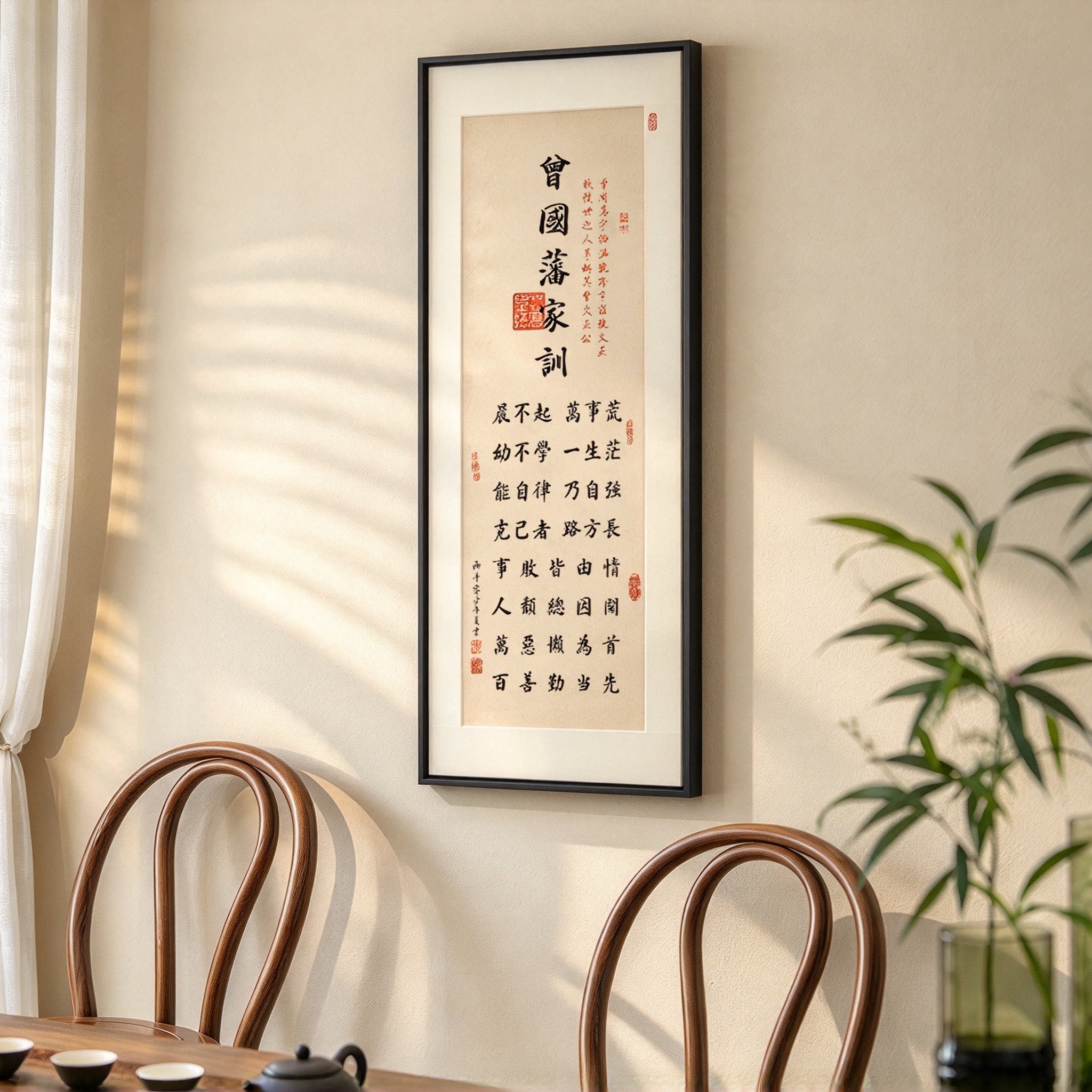 曾国藩家训客厅茶室书房装饰画新中式书法字画励志竖版玄关挂画