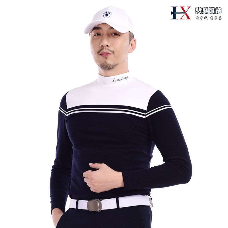 新款时尚潮流憨熊绅士高尔夫服饰男式保暖衣长袖精品T恤原创设计