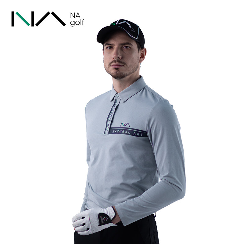 NA高尔夫男士t恤球服新款时尚高弹面料男款 长袖夏装显瘦运动polo