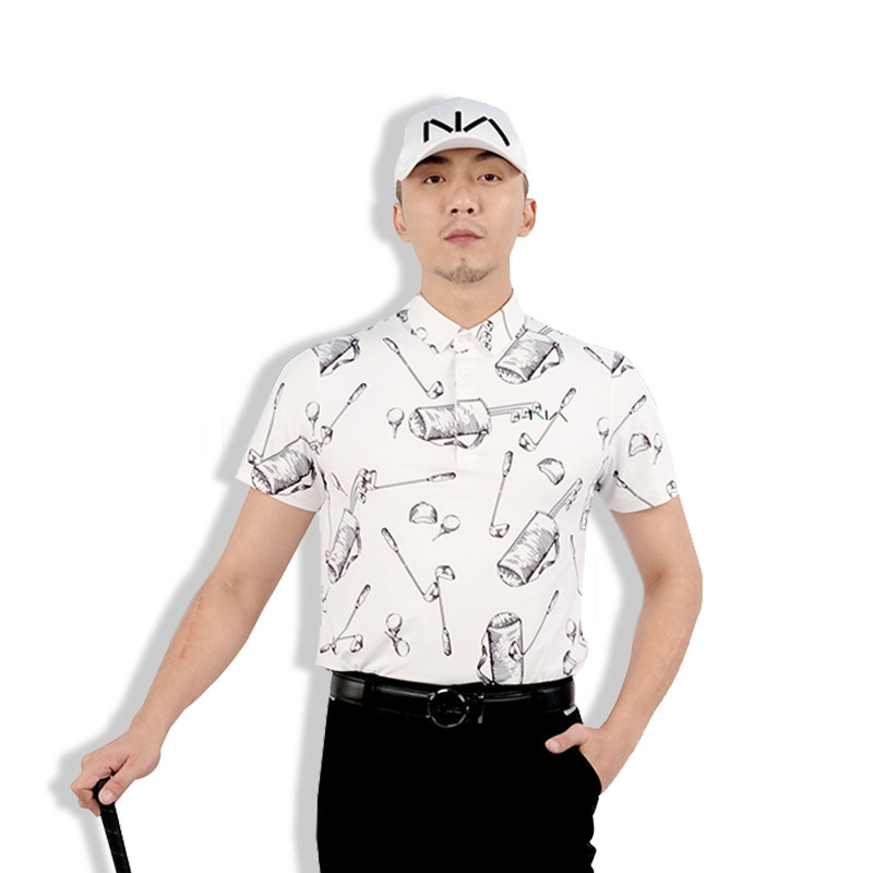 正品高尔夫男士球服新款短袖时尚高弹面料男款夏装显瘦运动休闲潮