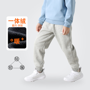 子冬季 一体绒女童厚绒休闲卫裤 运动裤 儿童冬装 2025新款 男童加绒裤