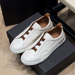 2026春秋新款男士小白鞋交叉松紧带板鞋圆头一脚蹬商务休闲运动鞋