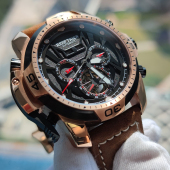 瑞夫泰格 RT男士 手表真皮镂空潮流大表盘超强夜光创意男表机械表