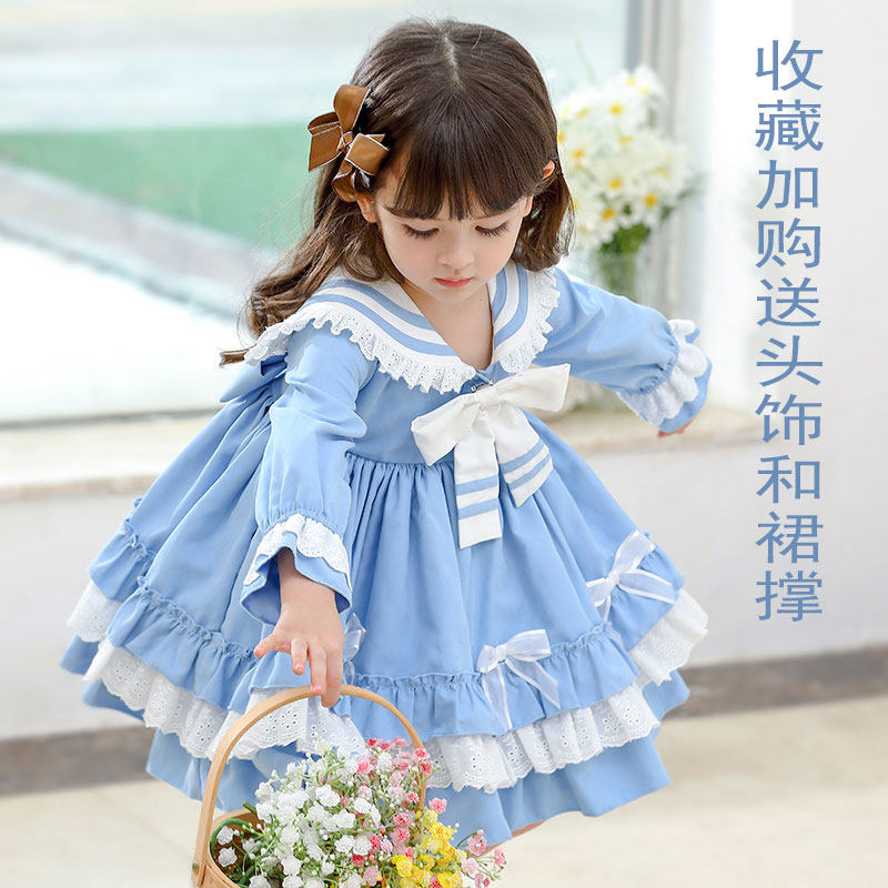 秋装新款女童公主裙洋气洛丽塔儿童装小女孩长袖学院风宝宝连衣裙