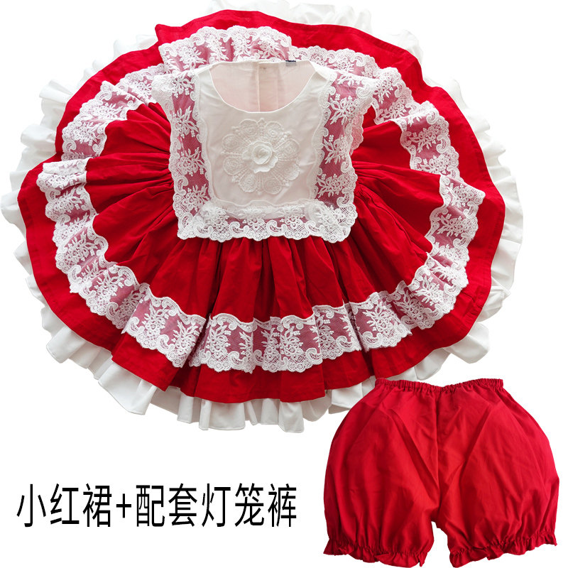 夏装新款短袖女童洛丽塔连衣裙儿童公主裙女宝生日西班牙小红裙子