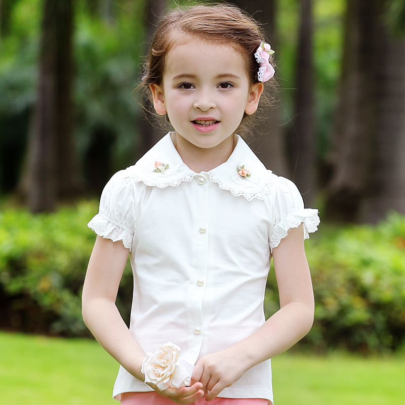 Chemise fille à manche courte en coton - Ref 2086413 Image 3