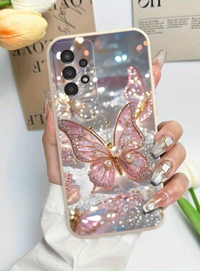 SamsungS26ultra适用24plus三星S25FE手机壳23+22加21u蝴蝶A56珍珠55女54case15电话20苹果17外16软betterfly