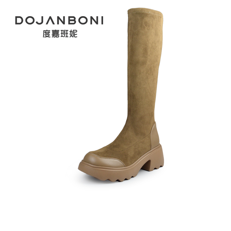 度嘉班妮欧美风弹力瘦瘦靴拼接