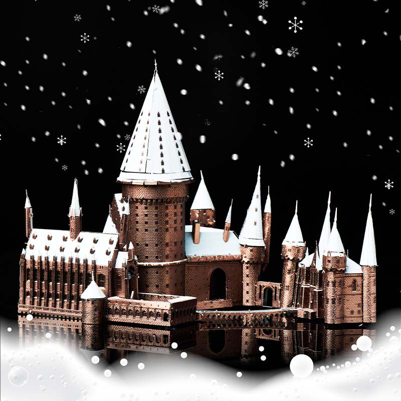 雪中的霍格沃茨城堡 全金属铁艺diy拼装模型哈利波特3d立体拼图