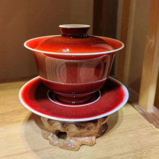 景德镇郎红茶杯盖碗手工茶具套装家用品茗杯单个茶盏闻香杯主人杯