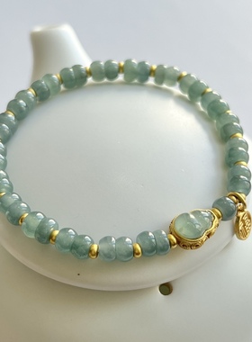 天然A货冰种蓝水翡翠算盘珠玉葫芦手串新中式串珠手链本命年礼物