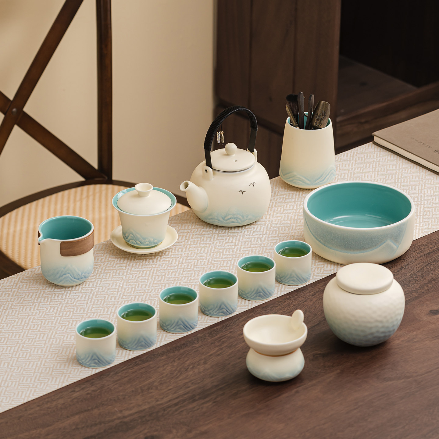 提梁壶功夫茶具套装家用客厅会客高档轻奢陶瓷茶壶茶杯礼盒装送礼,餐饮具,功夫茶具,淘宝优惠券,粉丝福利购,淘宝优惠卷