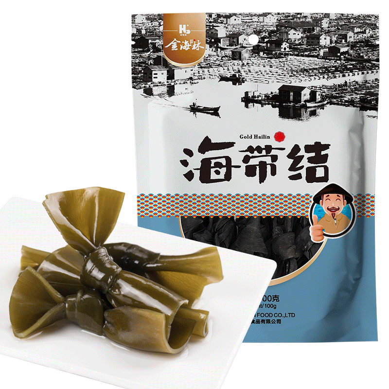 金海林日晒海带结100g海带干货非特级厚海带新鲜凉拌菜煲汤火锅