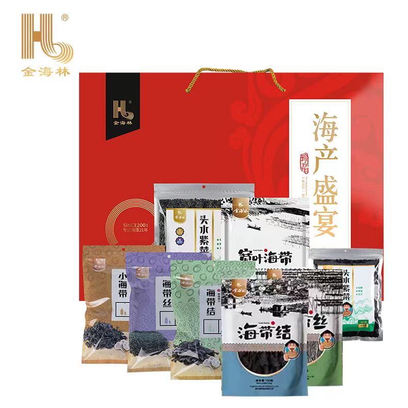 金海林海产盛宴礼盒套装霞浦特产头水紫菜压缩海带丝海带结干货