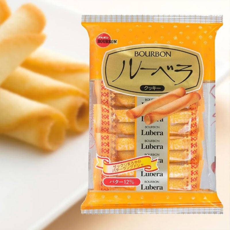 日本进口布尔本Bourbon饼干蛋卷奶油味/黄油味休闲夹心饼干