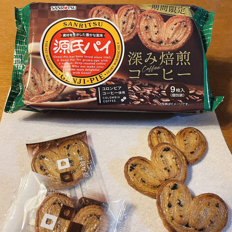 日本进口三立Sanritsu源氏饼干咖啡味蝴蝶酥酥脆休闲零食独立装