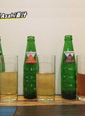 日本进口朝日Asahi碳酸水姜汁汽水蓝标棕标苏打水饮料玻璃瓶190ml
