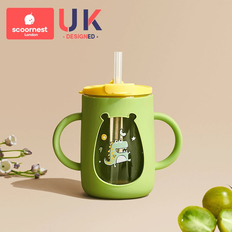 科巢牛奶杯儿童刻度喝奶杯吸管杯牛奶防摔杯子可微波炉加热专用杯