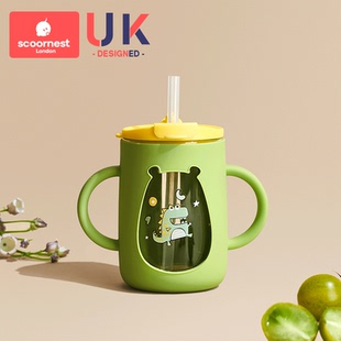 科巢牛奶杯儿童刻度喝奶杯吸管杯牛奶防摔杯子可微波炉加热专用杯