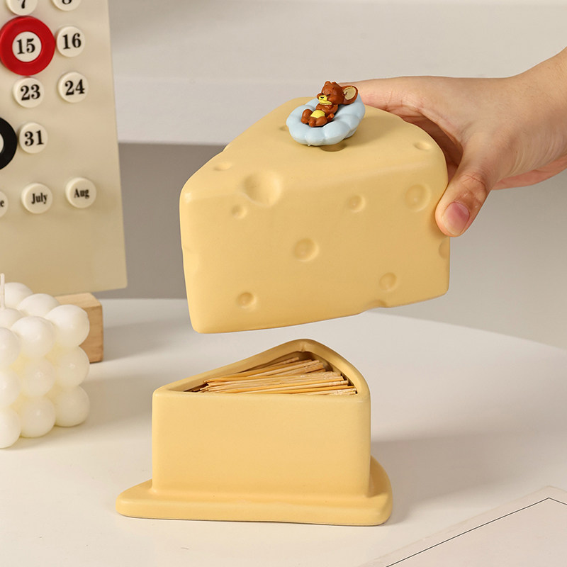 创意奶酪牙签盒家用高档陶瓷牙签筒个性棉签盒子牙线收纳盒牙签罐,收纳整理,牙签盒,淘宝优惠券,粉丝福利购,淘宝优惠卷