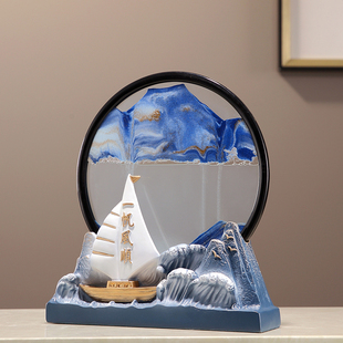 一帆风顺满载而归流沙画摆件开业乔迁礼品办公室酒柜家居客厅招财